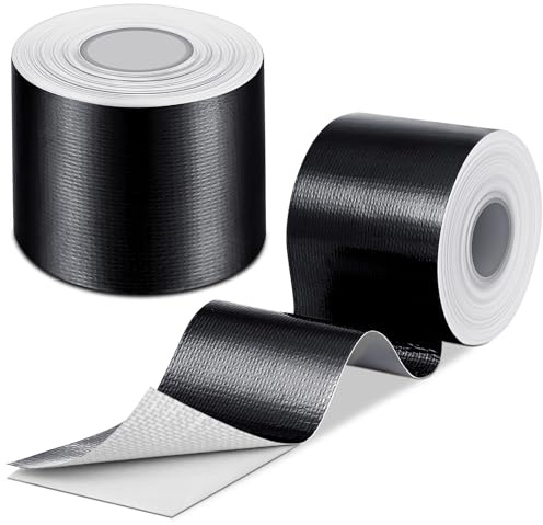 Zonon 2 Rolls Aluminum Foil Tape Heat Shield Tape Barrier Adhesive Reflective Fiberglass Thermal Insulation Reflective Material High Temp Protection(Black,2 Inch X 65.6 ft)