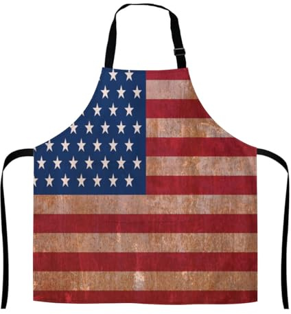 Tablier de cuisine unisexe 73,7 x 68,6 cm, chic à pois colorés, réglable, avec 2 poches pour cuisine, pâtisserie, grillades, jardinage, Drapeau américain USA, 29x27inch