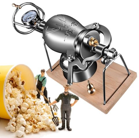 Mini-Popcornmaschine aus Edelstahl mit Handkurbel, traditioneller chinesischer Popcorn-Popper, Getreideverstärker, Vintage-nostalgisches Mini-Popcorn, Popcornmaschine mit Doppeldruckventil,268ML