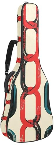 Bassgitarrentasche, 101,6 cm, 101,6 cm, doppelter verstellbarer Schultergurt, Akustikgitarre, Gigbag, Gitarrenkoffer, wasserdicht, Oxford-Stoff, dicker Schwamm, blau-rote Vintage-Kette, Blau-rote
