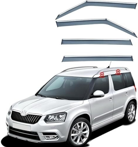 DKLIMA 4 Stück Auto-Windabweiser für Skoda YETI 2009-2017, Regentürabweiser, Seitenfenster-Luftabweiser, Autozubehör.
