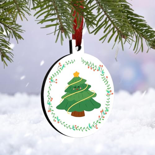 1-10er Packung Personalisierte Weihnachtskugeln, personalisierte Weihnachtskugeln aus Holz mit Foto,2024 Weihnachtsanhänger für Weihnachtsbaum, Mama, Papa, Kinder, Haustiere,Durchmesser 5cm