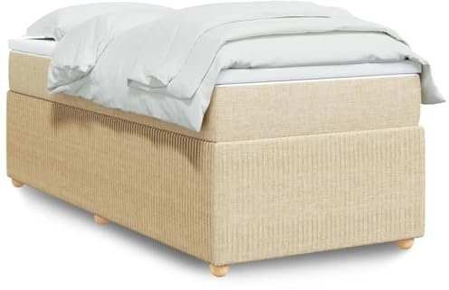 qohoio Boxspringbett mit Matratze Betten Mit Matratze Schlafzimmer Bett Boxspringbett Mit Matratze Creme 90x200 cm Stoff - 3285544