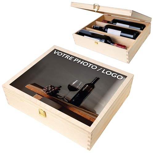Creative Deco Personalisiert Geschenke Fotogeschenke Weinkiste Holzkiste | Dein Eigenes Foto und Bild Individuelles Geschenk | Geschenkkiste Geschenkbox | Für Frauen, Männer und Paar | Weinbox