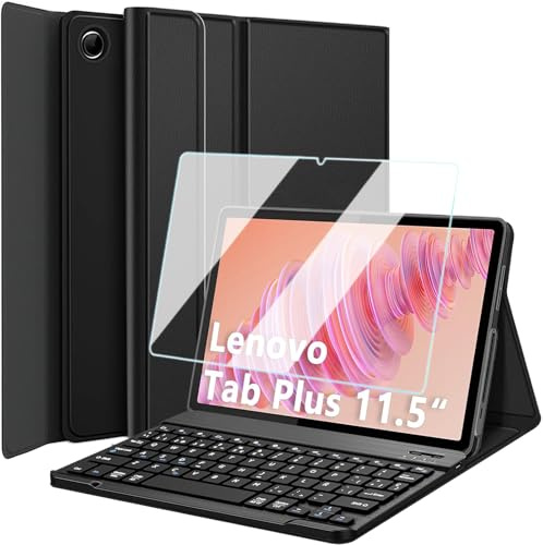 Nanhent Funda con Teclado Español Ñ para Lenovo Tab Plus 11.5 Pulgadas 2024 (TB351FU), 9H Protector de Pantalla, Carcasa Folio con Teclado Magnético Inalámbrico Bluetooth Desmontable