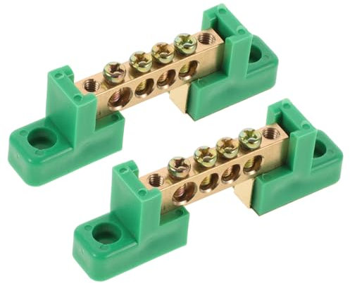 MUCKLILY 2pcs Copper Terminal Blocks Terminal Positions Ground Bar Kit Electrical Rails Connectors Ground Bar Kits