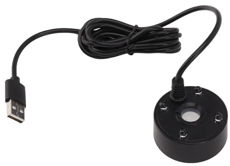 Vvikizy Mist Maker, Ultrasonic Fountain Pond Fog Machine, with Colorful LED Lights, 5V Mini USB Fogger Water, for Small Pond Rockery Fishtank Vase Birdbath (Black)