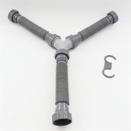 Waschbecken-Ablauf-Set, Badezimmer-Waschbecken, Sanitär-Teile, verstellbares Doppelwaschbecken-Ablauf-Set, flexibler P-Falle, 3,8 cm und 3,8 cm Rohr, 20–80 cm Verlängerung