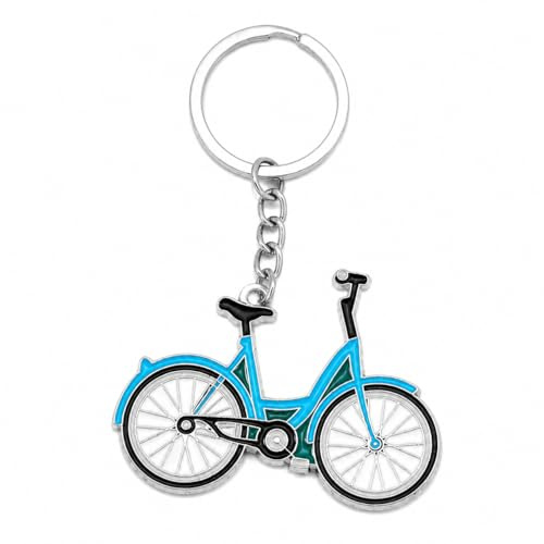Porte Clés Vélo Émail Alliage Zinc Mignon Anneau pour Femme Porte Monnaie Voiture Clés Accessoire Charmes Cadeaux (Bleu)