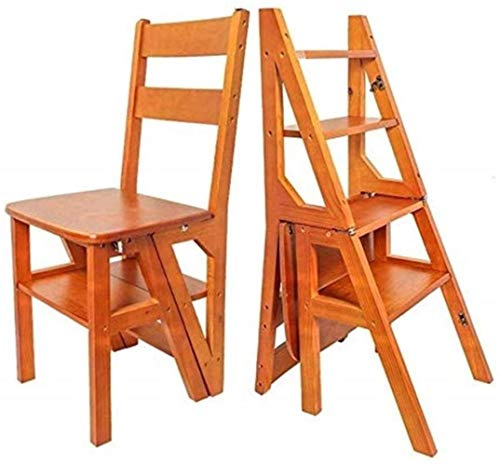 Indoor Climbing Stool, Wooden Utility Step Multi-Functional Small Ladder Chairs Step Stool Folding Ladder Stool 4 Step Stepladders/C Thoughtful
