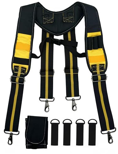 Infithvac Tool Belt Suspender for Men 4 Point Padded with Attachment Loops, WristBand Pouch Pocket for Construction Worker