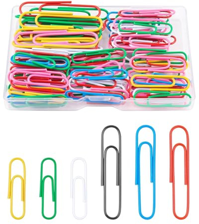 FUGLUS Büroklammern 50mm Groß ＆ 33mm Klein - 100 Stück Bunte Metall Büroklammern Set mit Aufbewahrungsbox für Büro, Schule, Dokumente(7 Farben)