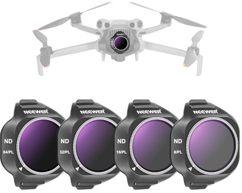 NEEWER ND/PL Filter Set Kompatibel mit DJI Mini 5 Pro Drone Kamera (ND8/PL+ND16/PL+ND32/PL+ND64/PL), 4er Pack, Snap On Polfilter ND Graufilter Objektiv Filter, Mehrfachbeschichtetes Fotografie Zubehör