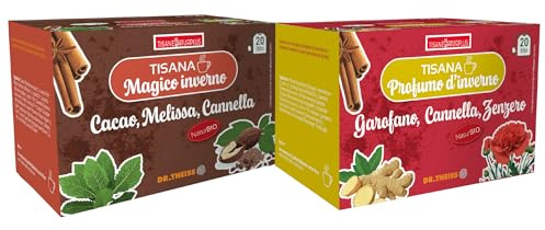 Dr. Theiss - Naturplus – Bundle Tisane Invernali “Magico Inverno” & “Profumo d’Inverno” – Con Cacao, Cannella, Chiodi di Garofano e Zenzero – 2 Confezioni da 20 Filtri