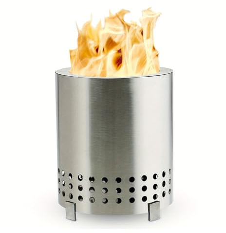 Hornillo portátil de acero inoxidable for fogatas, mini estufa de leña, horno for barbacoa al aire libre, brasero sin humo for camping y actividades al aire libre.(Silver1pcs)