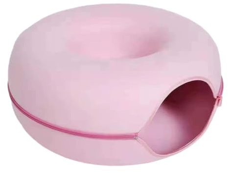 Calmyn Donut Tunnel – Lit & Cachette pour Chats -Tunnel à Fermeture éclair, Grotte intérieure, Double Fonction, Jeu et Repos - pour Petits Animaux domestiques