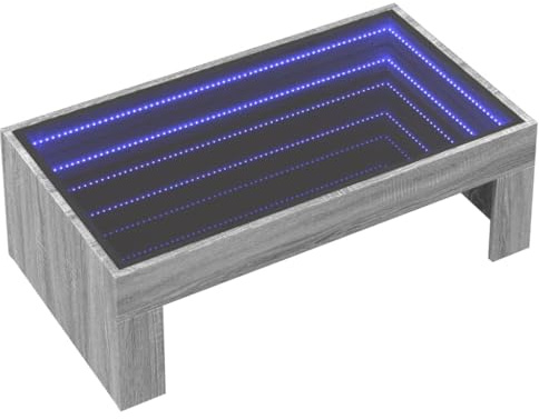 Generic Soffbord med Infinity LED, Sidobord, Vardagsrumsbord, Loungebord, Modernt Soffbord för Vardagsrum/kontor (Grå Sonoma 70x50x30 cm) (Grå sonom #17)