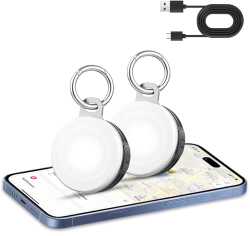 Air Tracker Tag 2 Pack mit Leuchtmodi,Schlüsselfinder Kompatibel mit Apple Wo ist? App (nur iOS),Smart Tag for Nachtwanderungen,Camping,Laufen,Wandern,Radfahren,Item Finder für Koffer/Geldbörsen