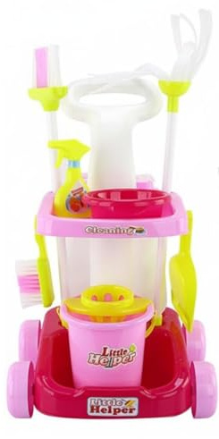predolo Spielzeug-Reinigungsset, realistisches Design, Kinder-Reinigungsset mit realistischer Saugfunktion, Spielzeug-Reinigungsset mit Reiniger für Rollenspiele , 66735 Pink Set