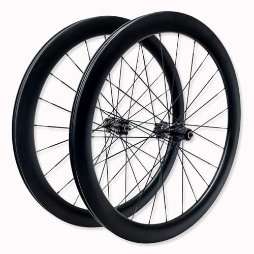 Carbonfaser Laufradsatz 700C Rennrad Vorder- Und Hinterräder 50mm Scheibenbremse Fahrradfelge 100/135mm QR 7/8/9/10/11/12-Gang-Kassette, 23-45C Drahtreifen, F/V, 120 Klicks