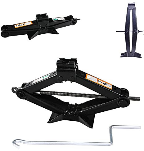 2 Tonne Vehicle Scissor Jack with Handle Heavy Duty 4.2-15 Inch Lifting Jack Hand Screw Compact Manual Lift Car Tyre Repair Changing Tool Steel Black