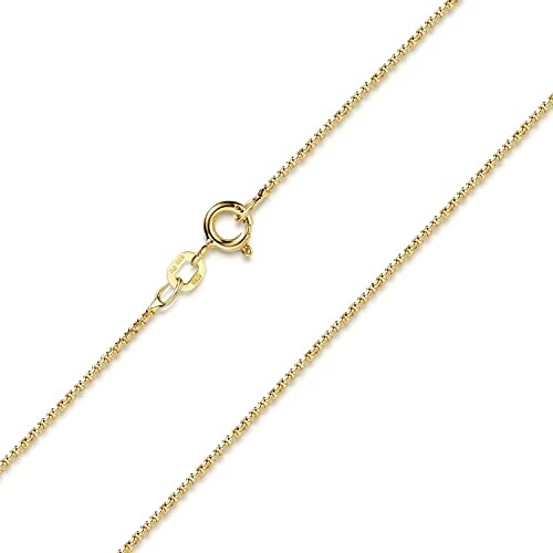 Materia Venetiansk kedja guld dam – halsband 925 silver förgylld guldkedja 1,2 mm för kvinnor flickor i låda K100, Sterlingsilver Metall Guld