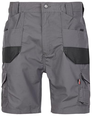 TuffStuff - Elite Grey Work Shorts, 42 Waist - Lightweight, Durable Ripstop Fabric - Multiple Handy Pockets - Smart Two-Tone Styling - Triple-Stitched Seams, Functional Design - Summer Workwear