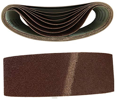 Goodway 10 bandas de lijado de tejido de 75 x 457 mm, grano 80, unidas con resina, bandas de lija para lijadora de banda, ideal para madera, metal, barniz y óxido, abrasivos de corindón de alta