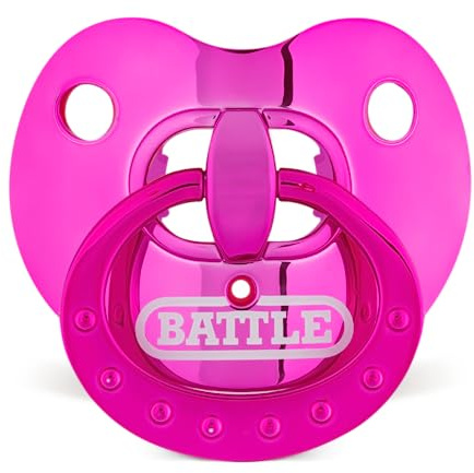 Battle Sports Binky Oxygen Football Mouthguard - Detachable Strap, Maximum Breathability, Works with Braces & No Boiling Required - Chrome Pink