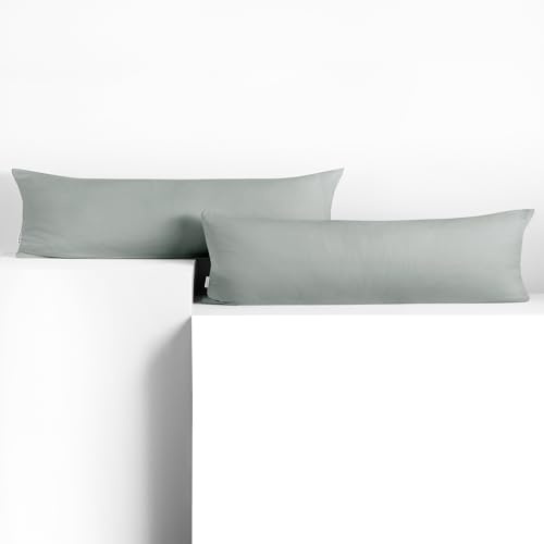 DecoKing 2 Kissenbezüge 40x145 cm Jersey 100% gekämmte Baumwolle Amber | Reißverschluss Stahl
