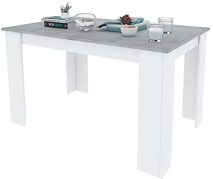 Bricozone Tavolo Da Pranzo Allungabile Elegante E Funzionale Estensibile Da 140 A 190 Cm Fino A 6 Persone Struttura Robusta Con Guide Scorrevoli In Metallo Per Cucina E Soggiorno Bianco Grigio