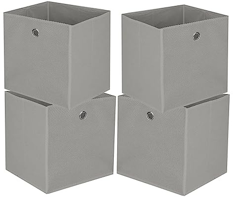 Trintion 4er Set Aufbewahrungsbox Faltbox Faltbare Stoff Faltkiste mit Fingerloch 32 x 32 x 32 cm für Kallax Regale oder Raumteiler (Grau)