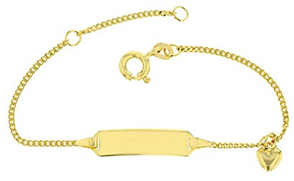 JC Schmuck 333 Gold Baby ID-Armband Kinder Goldarmband 14 cm mit Panzersteg I Armband mit Gravur I Gold Namensarmband I Babyarmband mit Namen I Kinderschmuck made in Germany I 5.5604905
