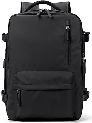 PORRASSO Women Laptop Backpack Large Travel Daypack with USB Charging Port Rucksack College Business Backpack for 16 Inch Laptop Nylon Waterproof Bookbag Black