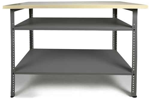 Ondis24 Werkbank Basic Packtisch Werktisch Werkstatteinrichtung 120 x 60 cm Arbeitshöhe 85 cm (Grau, Buchenholzplatte)