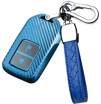 HIBEYO Smart Autoschlüssel Hülle Passt für Honda Schlüsselschutz Etui Cover für Honda Accord CR-V Jade Civic Spirior Fit City Crosstour HR-V Jazz Schlüsselbox Schlüsselanhänger TPU 2 Tasten-Blau