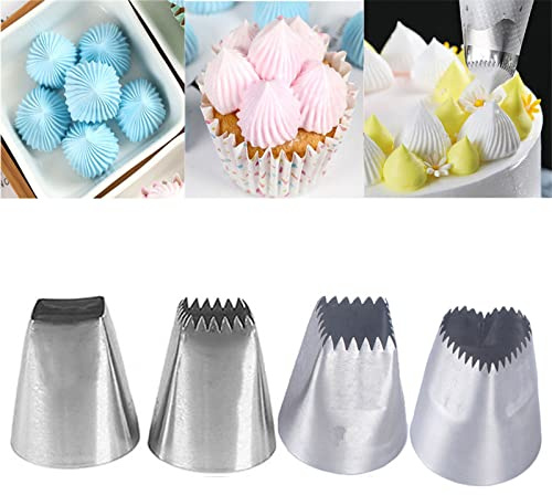 JasCherry 4 Pièces Grande Douilles Carré Coeur à pâtisserie en Acier Inoxydable pour Décoration de Gâteaux - Réutilisables Grosse Large Taille Douille Patisserie pour Tarte et Cupcakes #E