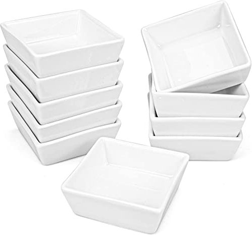 Lot de 10 ramequins carrés en porcelaine de 118 ml