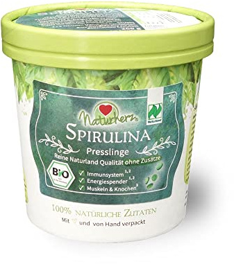 Naturherz BIO Spirulina Presslinge - Naturland-Zertifizierung - 800 Stück - Tabletten je 250mg - 100% reine Spirulina Algen aus kontrolliert biologischem Anbau - vegan - 200 g