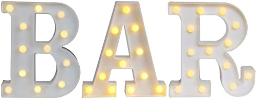 Fantasee Light Up Letters Lights, 26 Alphabet Light Up Marquee Number Letters Sign for Wedding Birthday Party Lamp Christmas Home Bar Decor (BAR)