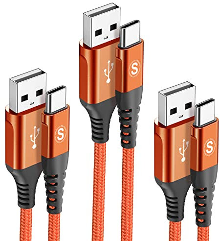 sweguard USB C Kabel 3.1A [3Stück 3m+2m+1m] Schnellladung,Ladekabel USB C Type C Nylon Ladekabel Samsung Schnellladekabel für i Phone 17 16 15 Pro Max,Samsung S25 S24 S23 S22 zu S8,Note20,A71/A70,M31