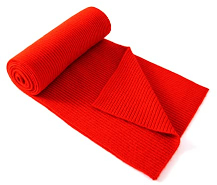 Lallier Cachemira mezcla de lana clásica acanalada bufanda sólida ultrasuave invierno cálido bufanda para mujeres y hombres con caja de regalo, Rojo