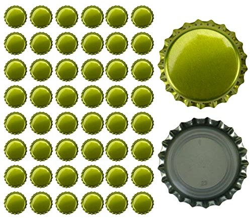 Curqia 50pcs Green Beer Bottle Caps Aluminum Bottle Caps 26mm Standard Size Bottle Caps Bulk