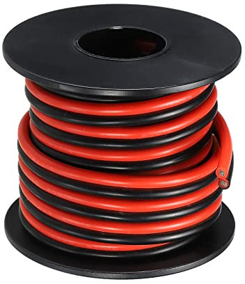 sourcing map 14 Gauge Wire 2 Conductor Parallel Silicone Wire 14AWG Stranded Wire Electrical Wire Tinned Copper Wire Spool 4.5m/15ft for LED Strip Extension Cable, Car Model, Internal Wiring