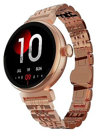 HiFuture Aura Smartwatch da donna, Display AMOLED in Acciaio Inossidabile da 1,08 pollici, Cardiofrequenzimetro, Sensori Real SpO2, Contapassi, Impermeabile IP68, Compatibile con Android e iOS