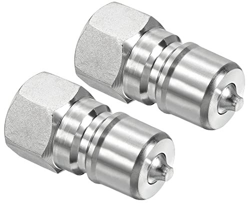 PATIKIL Hidráulico Rápida Conexión Acoplador, 2 Paquete Carbono Acero M18x1.5mm Hembra Rosca 0.75 OD Tubo Montaje Enchufe Adaptador para Construcción Agricultura, Plata