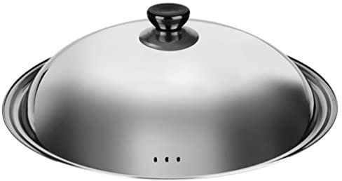 BAZAC Kruklock osttryckskruka smältande kupol rostfritt stål ångskydd stänkskydd med handtag grilltillbehör diskbänkskåpa – silver|46 cm