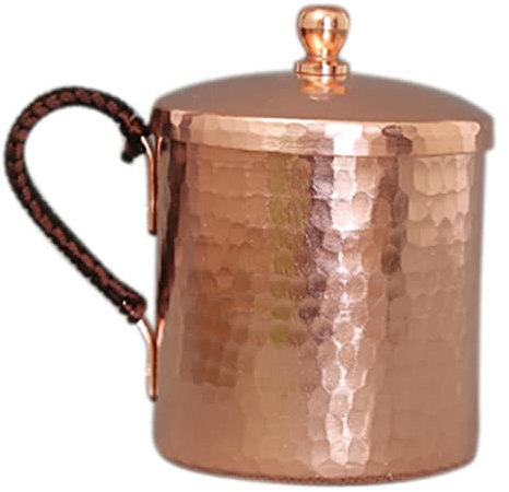 ASEELO Moscow Mule Kupferbecher, Kupferfassbecher, gehämmerter Becher, Trinkbecher für kalte Getränke, Cocktails, Wein, 350 ml (B)