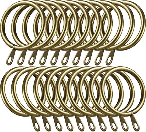 Metal Curtain Ring 40mm Antique Brass Curtain Pole Rings Sliding Eyelet Rings Hanging Rings for Curtains and Rods Curtain Eyelet Rings Pack of 24.