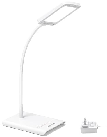 TROND Desk Lamp, Bright Dimmable Eye-Caring Table Lamp, 3 Color Modes 7 Brightness Levels, Flexible Gooseneck, Touch Control, Memory Function, Desk Light for Home Office Dorm Room Essentials